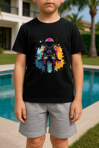 ÇOCUK ASTRONOT SİYAH GRİ TİŞÖRT TAKIMI-2'Lİ (7-8 YAŞ)